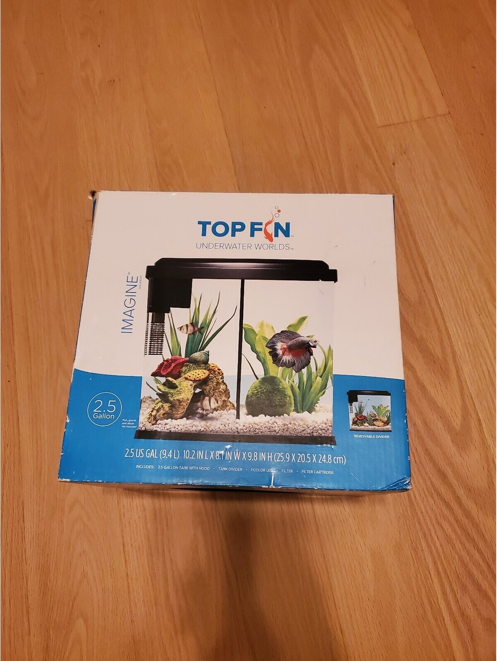 Top Fin Imagine 2.5 Gallon Aquarium Tank with Filter and Heater